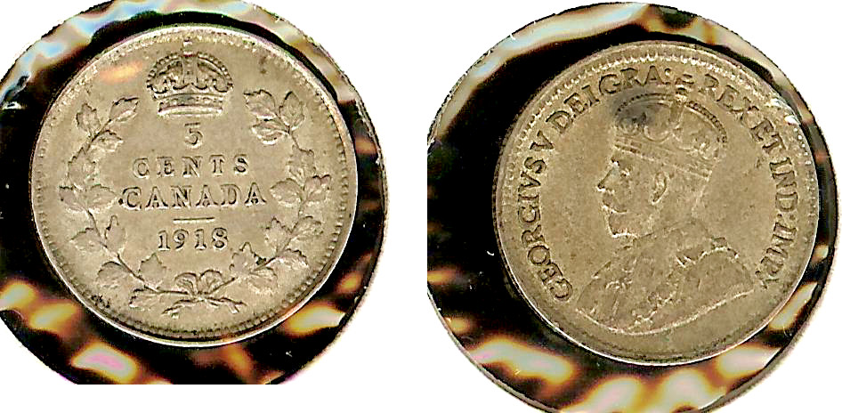 Canada 5 cents 1918 TTB+